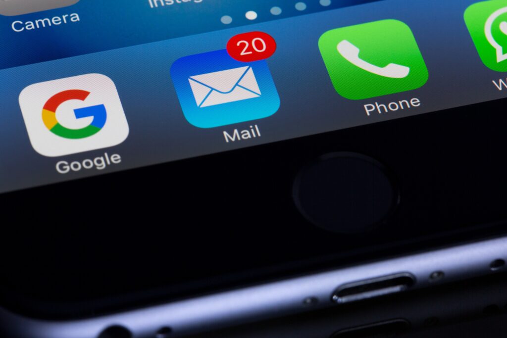 Picture of phone with email icon where you can receive your depression and anxiety newsletter.
